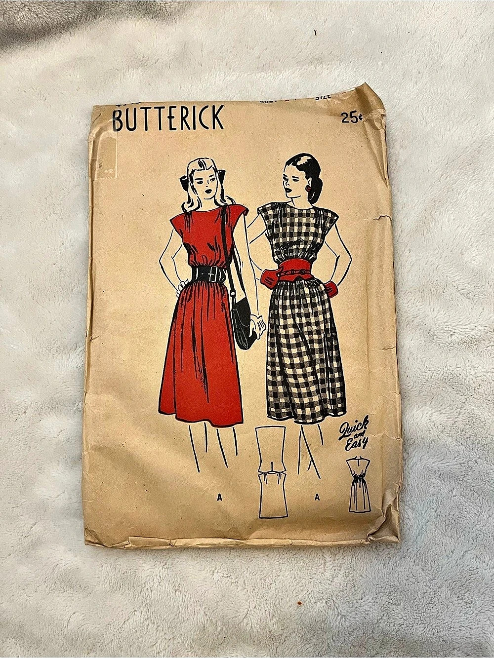 Vintage 1940’s Butterick Misses' One-Piece Chemise Dress Sewing Pattern 4148 25c